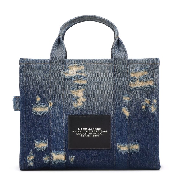 Marc Jacobs The Rip & Repair Denim Medium Tote Bag - Punk Indigo - Picture 2 of 12